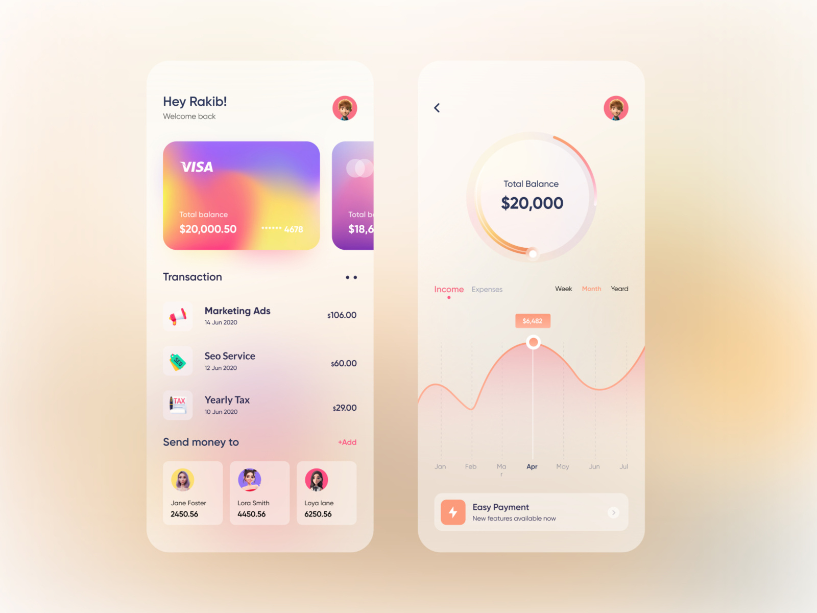 Banking App design by Rakib Kowshar for UnoPie Design on Dribbble