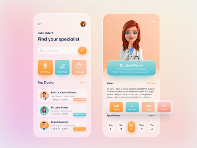 Doctor Appointment Mobile App appointment consultation doctor doctor app doctor appointment health app healthcare home screen illustration ios medical app medicine online physician ui uiux ux