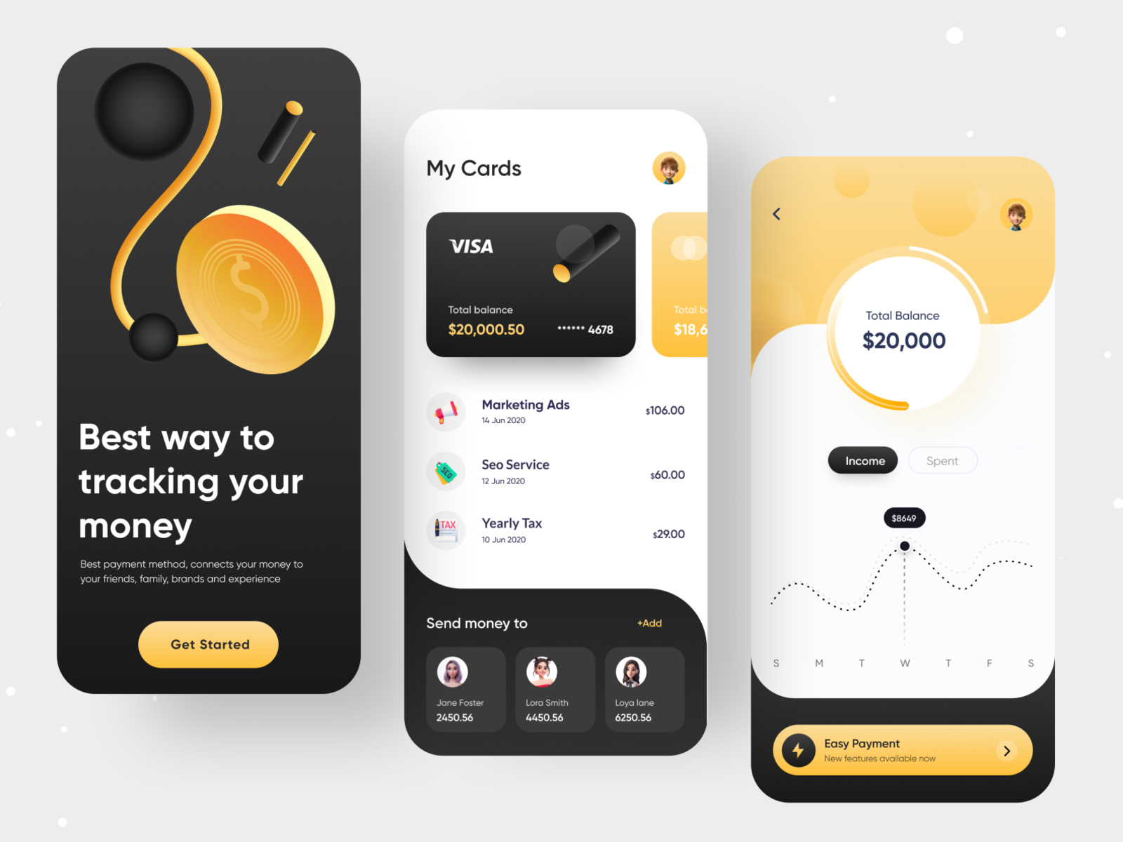 Wallet App Design | Mobile Bank by Rakib Kowshar for UnoPie Design on ...