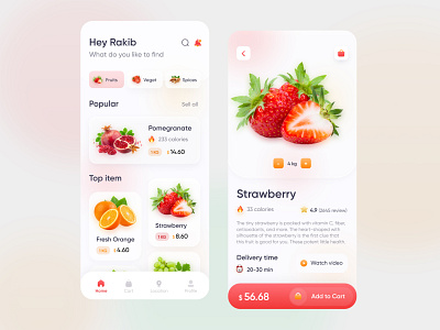 Grocery Delivery App Design 2020 trend 2020 ui trends app design app ui ecommerce app food and drink food app food delivery food delivery app food design fruit groceries grocery app grocery store ios app design minimal online shop shopping app ui user experience