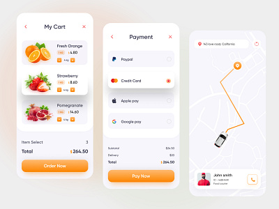 Grocery Delivery Mobile App (v2) 2020 trend 2020 ui trends app design app ui cart ecommerce app food and drink food app food delivery food delivery app food design fruit groceries grocery app grocery store ios app design online shop payment shopping app user experience