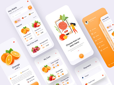 Grocery Delivery Mobile App (v2) - (Full) 2020 trend 2020 ui trends app design app ui ecommerce app food and drink food app food delivery food delivery app food design fruit groceries grocery app grocery store ios app design minimal online shop shopping app user experience