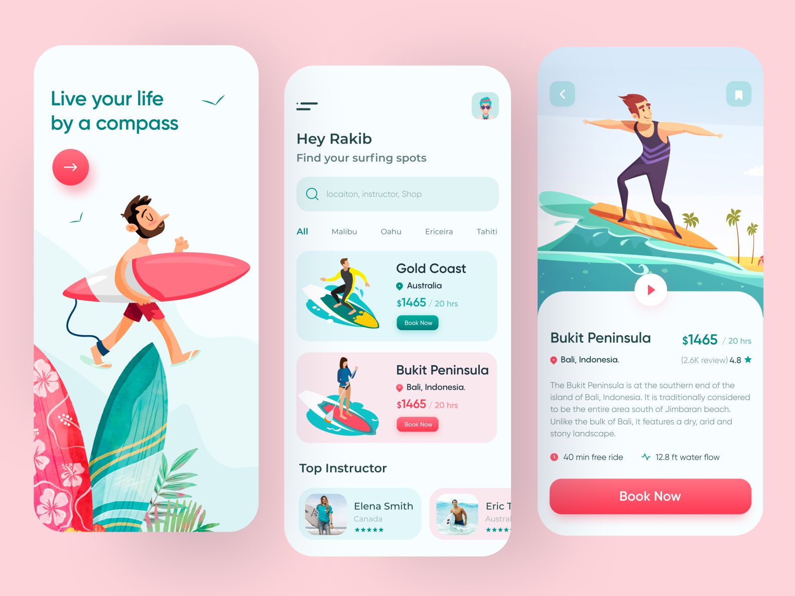 Surfing Mobile App by Rakib Kowshar for UnoPie Design on Dribbble