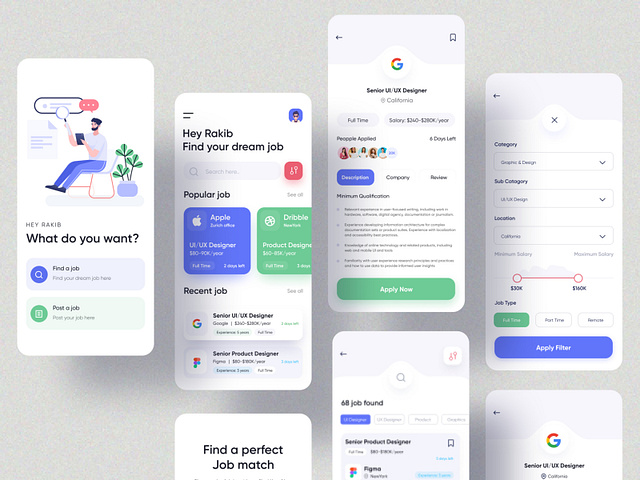 Job finder app | Job App (Full) by Rakib Kowshar for UnoPie Design on ...