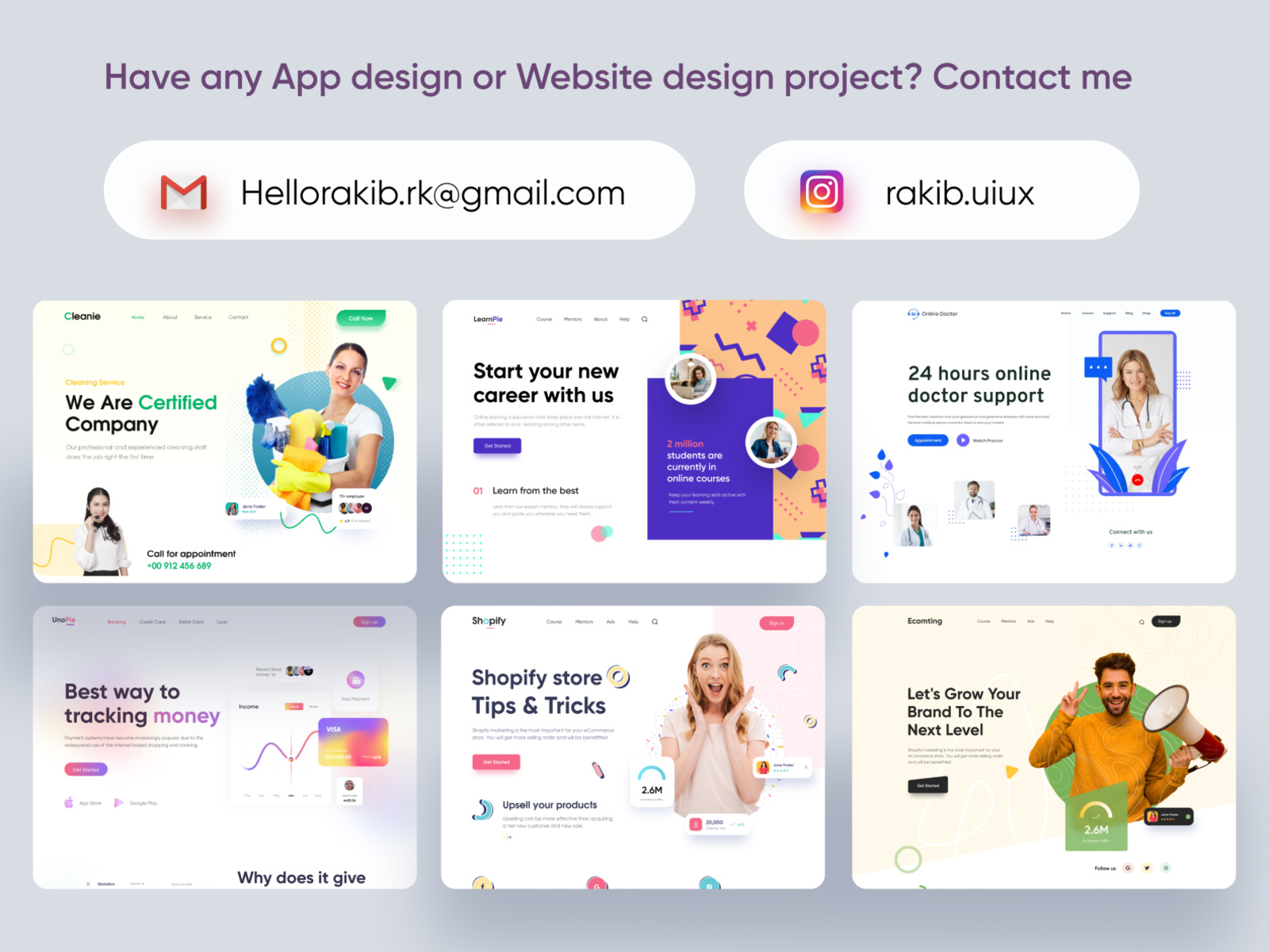 Multiple Website Designs UI/UX 2020 by Rakib Kowshar on Dribbble