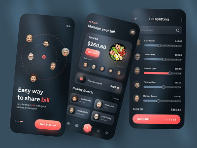 Bill Split Mobile App Design 2021 trend 3d app design bank app banking app bill sharing bill split bill split app bill splitting finance app mobile app online payment payment split bill splitting bill splitting bill app ui ux wallet app