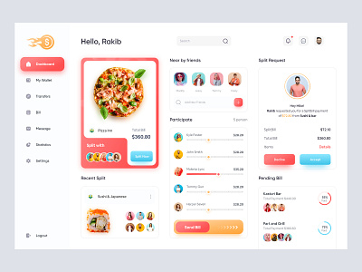 Bill Split Dashboard 2021 trend app design bank app bill pay bill sharing bill split bill split app bill split dashboard bill splitting finance dashboard mobile app online payment payment split bill split bill dashboard splitting bill splitting bill app ui ux wallet dashboard