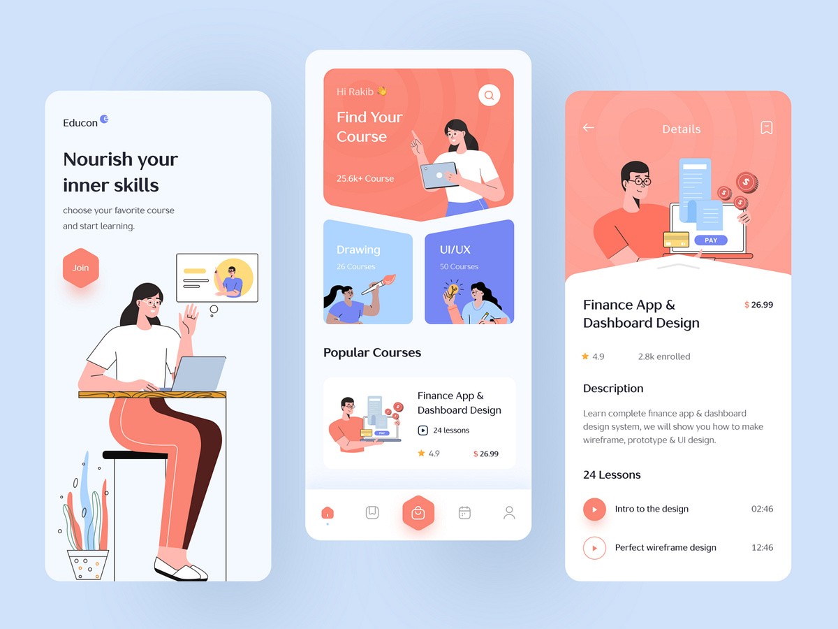 Learning App Design by Rakib Kowshar for Orizon: UI/UX Design Agency on ...