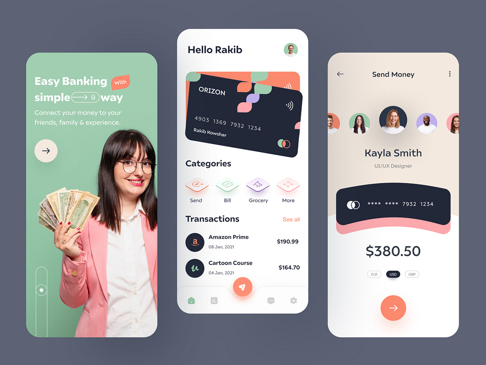 Banking App Design by Rakib Kowshar for Orizon: UI/UX Design Agency on ...