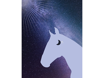 Under the moonlight // horses design graphic design illustration vector