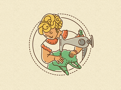 Frau Wertmiller illustration logo seamstress sewing workshop woman