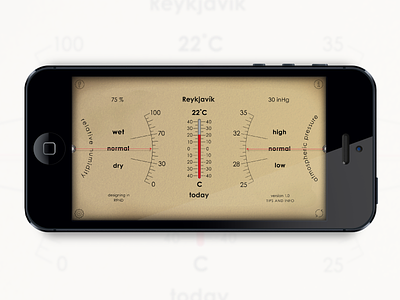 Analog Weather Station analog arrows barometer forecast humidity mobile interface ui ux vintage weather