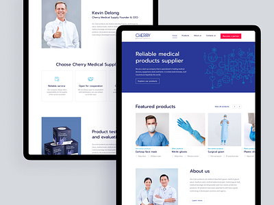 Cherry Medical. Corporate website for the medical supply company about us banner brand cards clean company design desktop figma health healthcare medical medicine minimal products supply ui user interface ux web