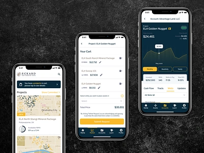 Eckard. An easy way to start investing in gas and oil cart chart data design figma gas graph map minerals mobile oil statistics ui user interface ux