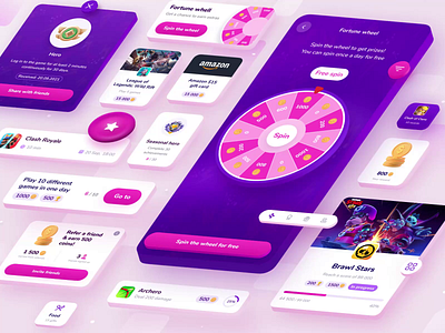 Gamerz. Design-system for mobile games reward app achievements animation app cards coins crypto design figma game isometric mobile progress reward ui user interface ux