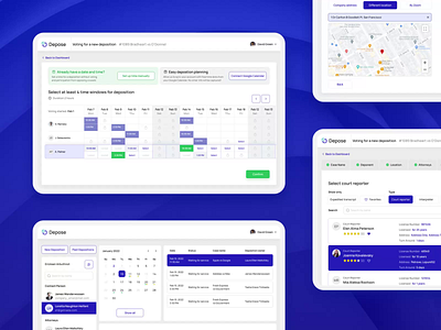 Depose. Court deposition conducting automatization calendar cards deposition design figma meeting planning ui user interface ux