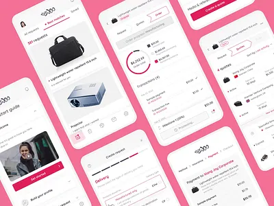 Eewoo mobile. Sourcing marketplace in your pocket. animation app branding buyer cards chart design figma marketplace mobile navigation product red saas sourcing supplier tabs ui user interface ux