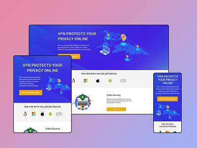 VPN Landing Page app design icon illustration landing page responsive ui ux vpn web webdesign