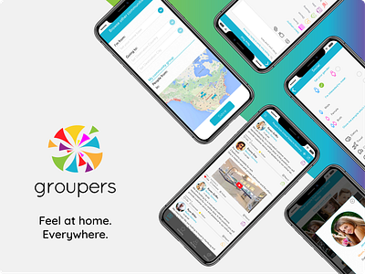 Groupers - Mobile Application app design icon illustration logo mobile mobile app mobile design relocation travel trip ui ux vacation vector web