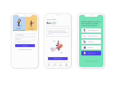 Investment App app design minimal ui ux web website