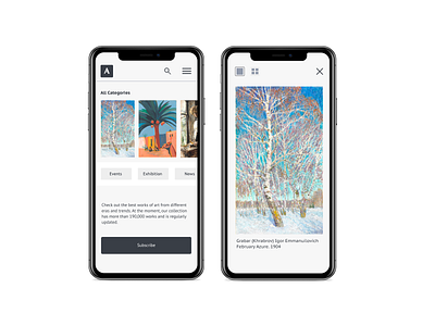 Art Gallery App app design minimal ui ux web website