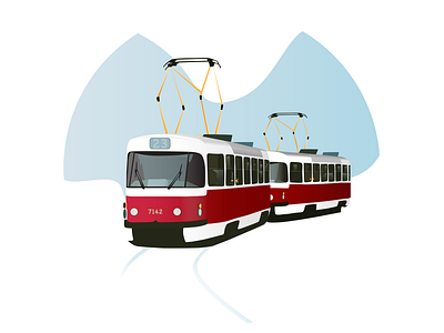 Tram branding flat icon illustration illustrator logo minimal vector