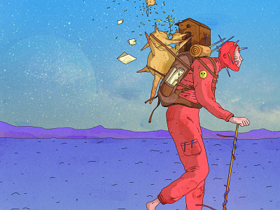 Homecoming alone backpack homecoming illustraiton ilustracion space