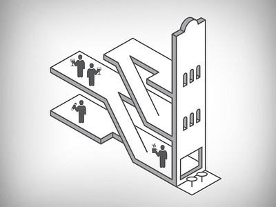 Schematic building line art minimalism