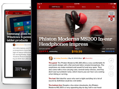 CNET iPad- Reviews & Article page app article cnet ios ipad news reviews tablet typography