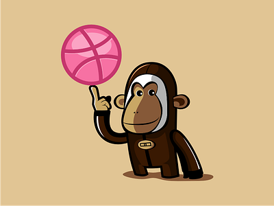spinning my first ball here character chimpanzee debut mascot monkey spinning