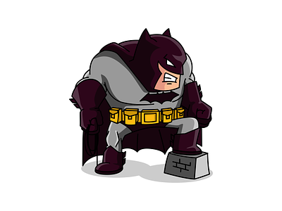 the HERO we deserve batman cartoon character cute dark knight frank miller gotham illustration mascot namilurihas simple sticker superman