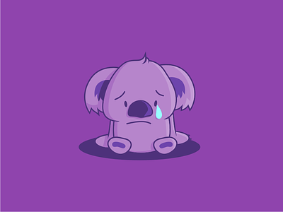... broken heart character cute fun funny koala mascot sad sticker tear