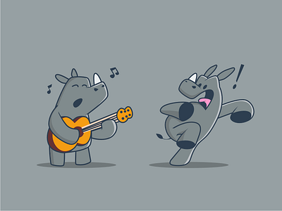 dude....what's that song ?! bacusa badak character guitar mascot rhino shocked stickers surprised