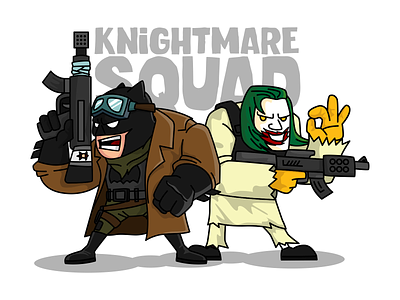 Knightmare Squad DUO angry batman cartoon character cute face joker justice league knightmare squad mascot namilurihas simple sticker stickers
