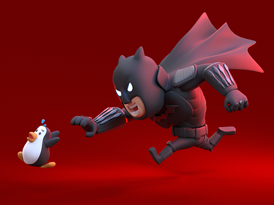 Chase that PENGUIN ! 3d batman cartoon character cute mascot namilurihas penguin