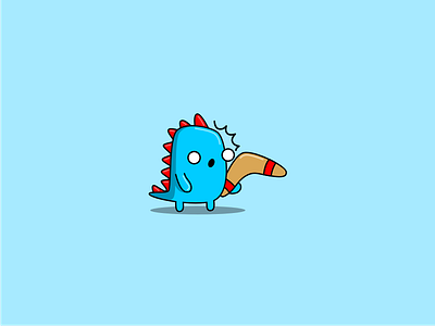 ups blue boomerang cute mascot monster red spike
