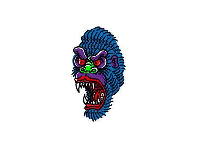 Beast angry character design for sale face gorilla illustration mascot tshirt design vintage flash tattoo