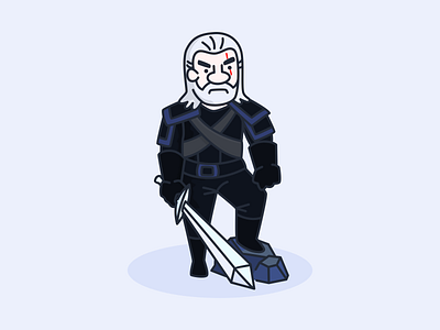 Geralt of Rivia cartoon character geralt illustration mascot namilurihas simple sticker the witcher