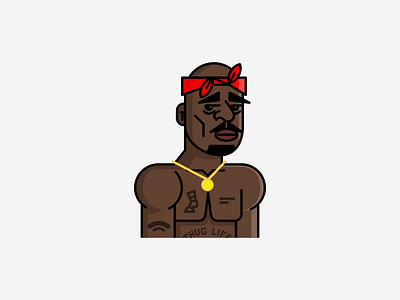 Tupac cartoon character face hip hop illustration legend mascot monoline music simple sticker tupac tupac shakur