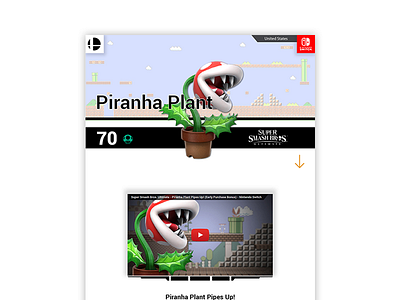 Piranha Plant DLC Landing Page concept design for website illustrator cc interface layout design nintendo nintendo switch super smash bros ui ui ux design ui design video games web web design