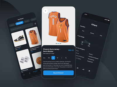 Scorer - the mobile sport app. Fan store for real fans animation app basketball ecommerce fan store filters interface mobileapp nba product page sport store ui uidesign ux