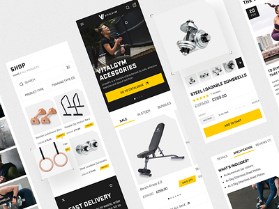 eCommerce website. Shopify store for home gym equipment branding cards catalog design ecommerce filters fitness gym health interface lifestyle mobile sport training ui ux workout
