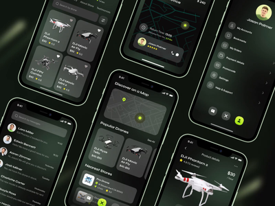 Mobile marketplace for drone renting account animation app cards cataloque chat design dji drone interface map mavic motion design order details phantom product details quadrocopter store ui ux