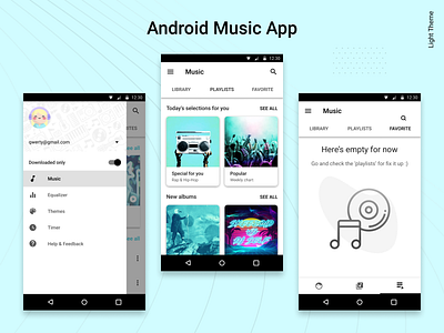Android Music Player App. The Light Theme.