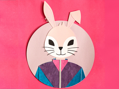 Bud Rabbit aka Freddy acid animal artwork cartoon character design illustration paper paper art photo pink portrait rabbit