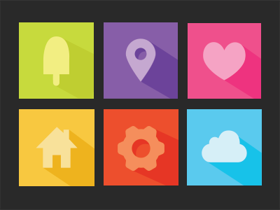 Flat Icons colors flat gray background icons long shadow pink ui