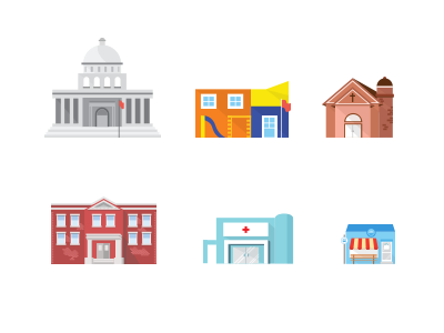 Flat design buildings