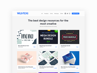 Wildpicks Launch busuniss car free freebie freeby landing market marketplace mockup product shop store template