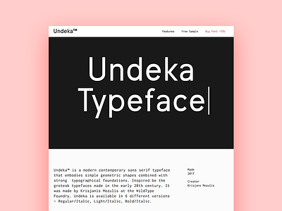 Undeka Typeface Landing buy flow footer freebie header landing purchade web webflow wildpicks wildtype