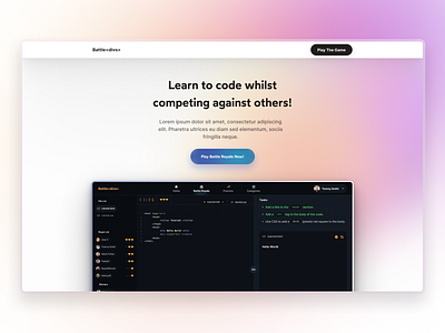 Battle <divs> Splash Page ui ux web website